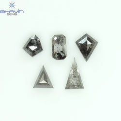 1.04 CT/5 PCS Mix Shape Natural Diamond Salt And Pepper Color I3 Clarity (5.75 MM)