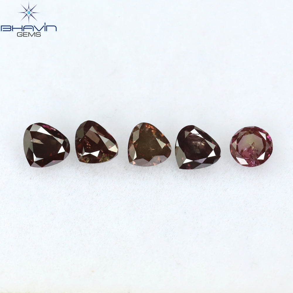 0.42 CT/4 ピース ミックス シェイプ ナチュラル ダイヤモンド ピンク カラー SI クラリティ (3.83 MM)