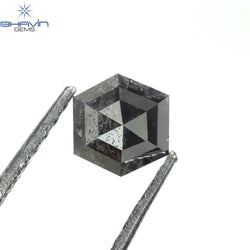 0.69 CT Hexagon Shape Natural Loose Diamond Salt And Pepper Color I3 Clarity (5.64 MM)