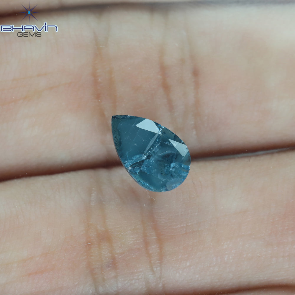 0.61 CT Pear Shape Natural Diamond Blue Color I3 Clarity (9.50 MM)