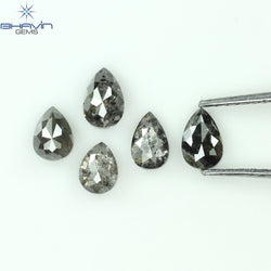1.37 CT/5 PCS Pear Shape Natural Diamond Salt And Pepper Color I3 Clarity (5.15 MM)