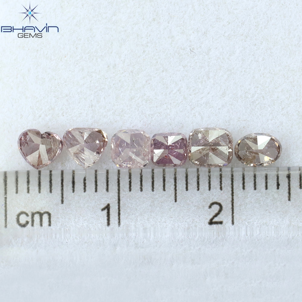 1.50 CT/6 Pcs Mix Shape Natural Diamond Pink Color I3 Clarity (4.05 MM)