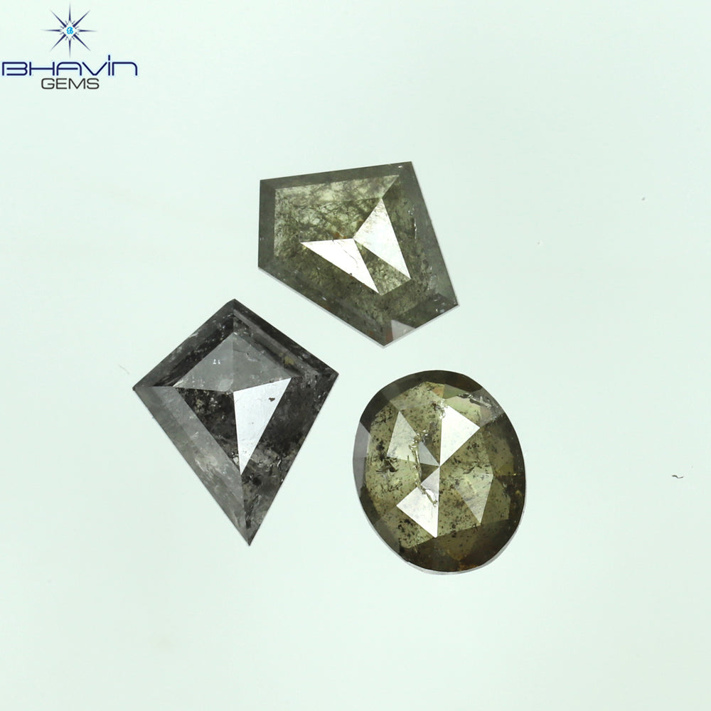 1.03 CT/3 PCS Mix Shape Natural Diamond Salt And Pepper Color I3 Clarity (6.10 MM)
