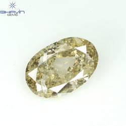 1.01 CT Oval Shape Natural Diamond Brown Color I2 Clarity (7.26 MM)