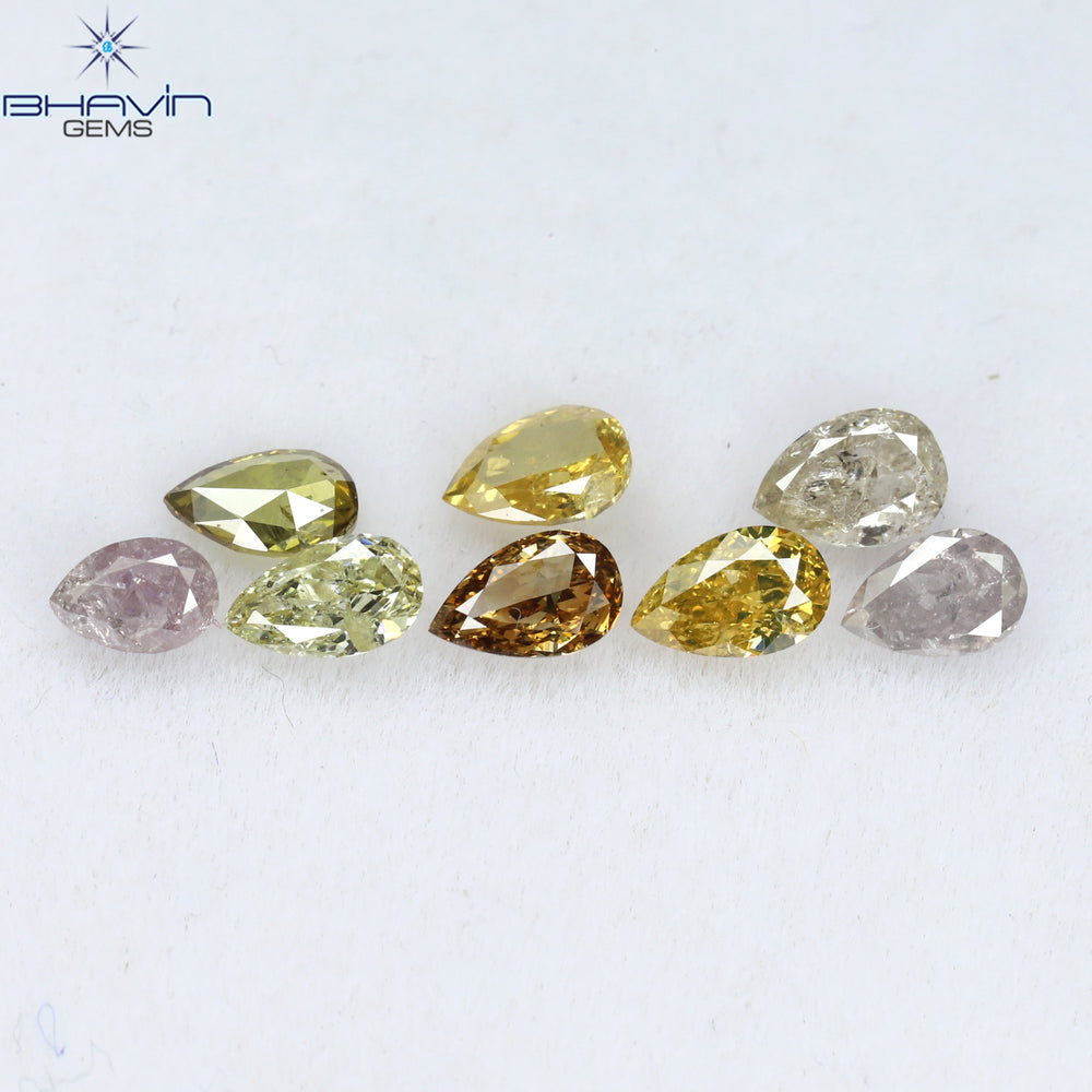 1.12 CT/8 Pcs Pear Shape Natural Diamond Mix Color SI2 Clarity (4.35 MM)