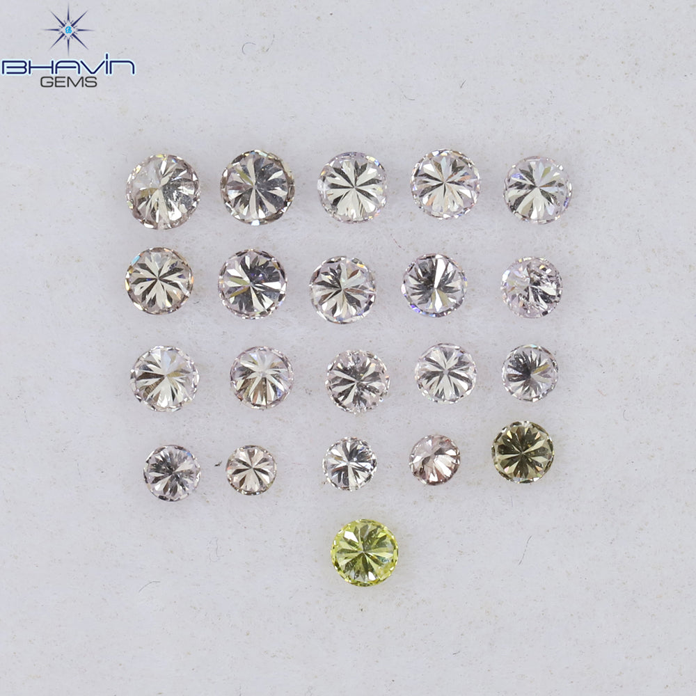 0.62 CT/21 Pcs Round Shape Natural Loose Diamond Pink Color VS2 Clarity (2.30 MM)
