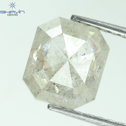 1.41 CT スクエア エメラルド ダイヤモンド ホワイト ソルト アンド ペッパー カラー クラリティ I3 (7.20 MM)