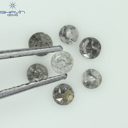 0.31 CT/7 Pcs Uncut Shape Salt And Pepper Color Natural Loose Diamond I3 Clarity (2.28 MM)
