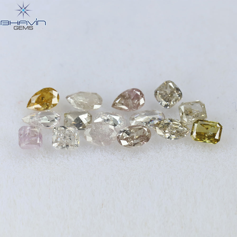 1.39 CT/15 Pcs Mix Shape Natural Diamond Pink Color I2 Clarity (3.70 MM)
