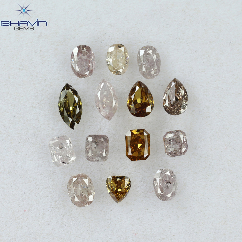 1.38 CT/14 Pcs Mix Shape Natural Diamond Pink Color I2 Clarity (4.75 MM)