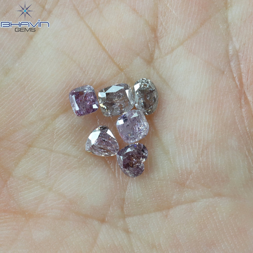 1.50 CT/6 Pcs Mix Shape Natural Diamond Pink Color I3 Clarity (4.05 MM)