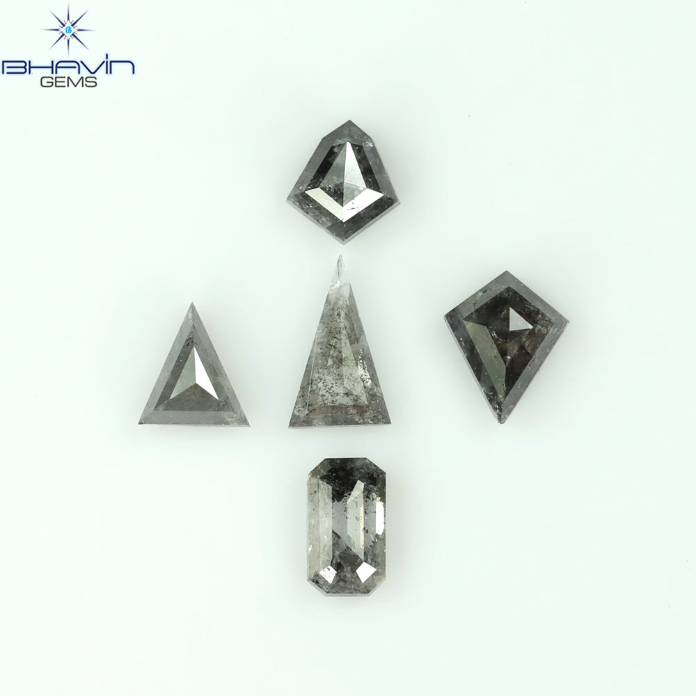 1.04 CT/5 PCS Mix Shape Natural Diamond Salt And Pepper Color I3 Clarity (5.75 MM)