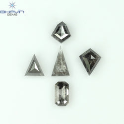 1.04 CT/5 PCS Mix Shape Natural Diamond Salt And Pepper Color I3 Clarity (5.75 MM)