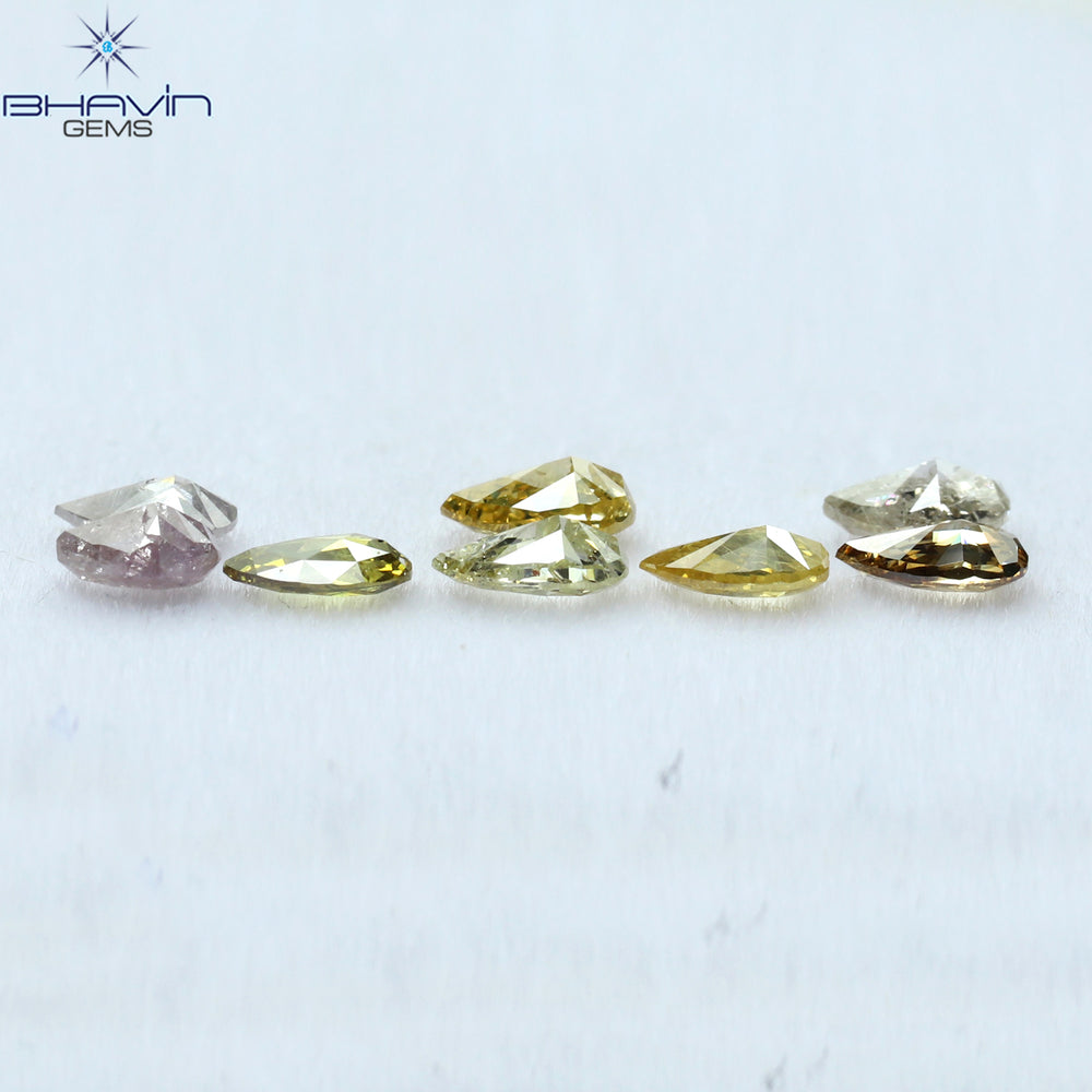 1.12 CT/8 Pcs Pear Shape Natural Diamond Mix Color SI2 Clarity (4.35 MM)