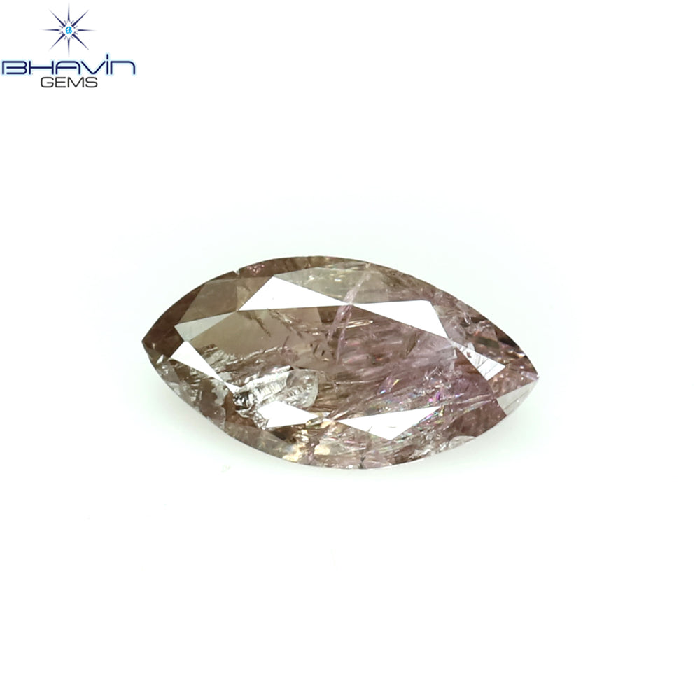 0.26 CT Marquise Shape Natural Diamond Pink Color I3 Clarity (6.50 MM)