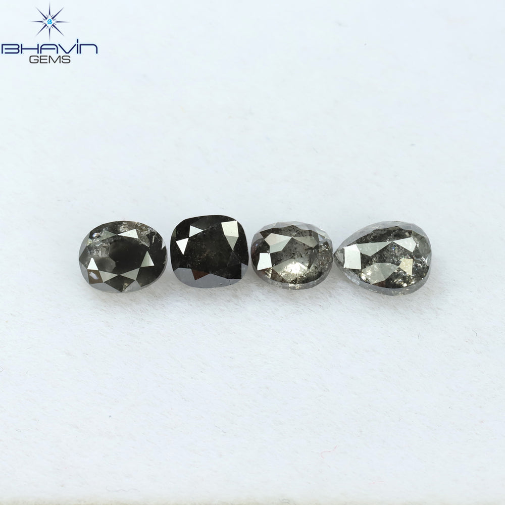 1.58 CT/4 PCS Mix Shape Natural Diamond Salt And Pepper Color I3 Clarity (5.10 MM)