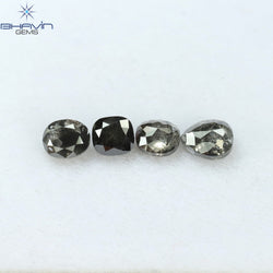 1.58 CT/4 PCS Mix Shape Natural Diamond Salt And Pepper Color I3 Clarity (5.10 MM)