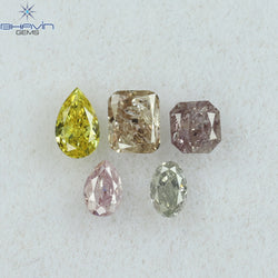 0.51 CT/5 Pcs Mix Shape Natural Diamond Mix Color I1 Clarity (3.50 MM)