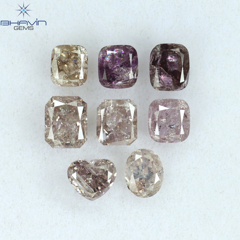 3.00 CT/8 Pcs Mix Shape Natural Diamond Pink Color I3 Clarity (4.75 MM)