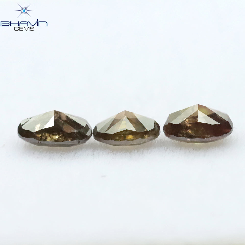 0.76 CT/3 Pcs Oval Shape Natural Diamond Pink Color I3 Clarity (4.80 MM)