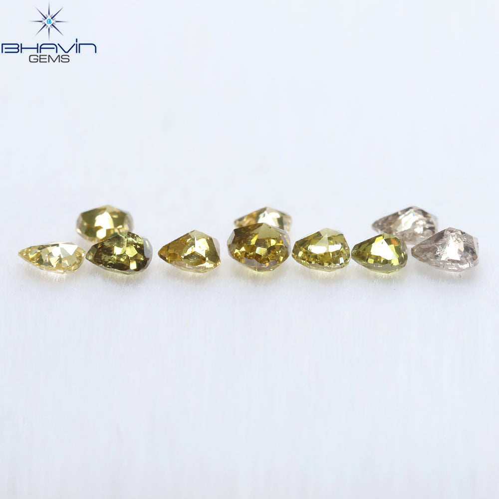 1.30 CT/10 Pcs Heart Shape Natural Diamond Mix Color SI2 Clarity (3.26 MM)