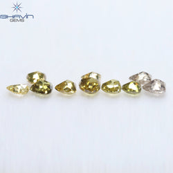 1.30 CT/10 Pcs Heart Shape Natural Diamond Mix Color SI2 Clarity (3.26 MM)