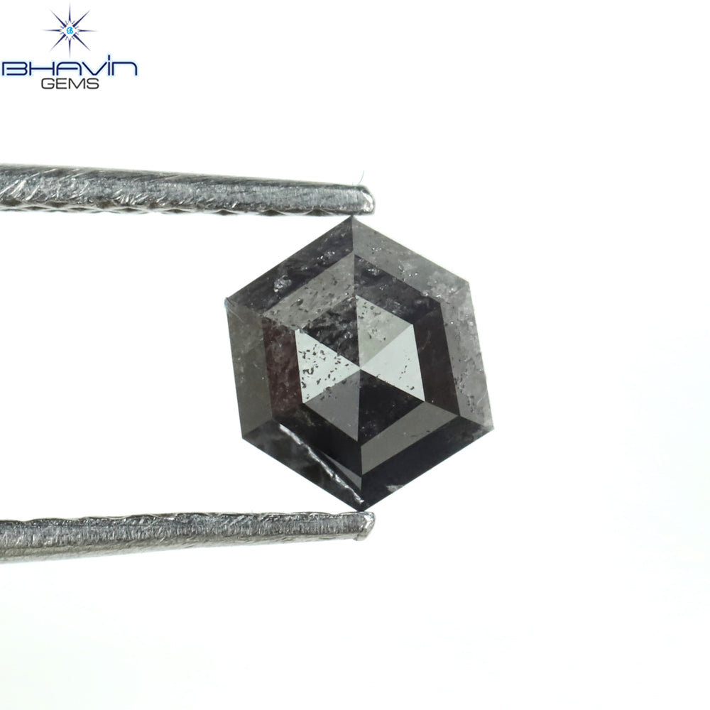 0.69 CT Hexagon Shape Natural Loose Diamond Salt And Pepper Color I3 Clarity (5.64 MM)