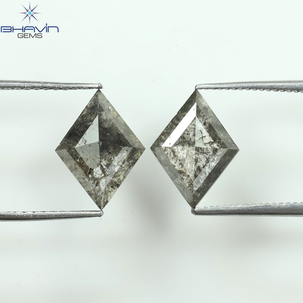 2.35 CT/2 Pcs Kite Diamond Natural Loose Diamond Salt And Pepper Color I3 Clarity (11.38 MM)