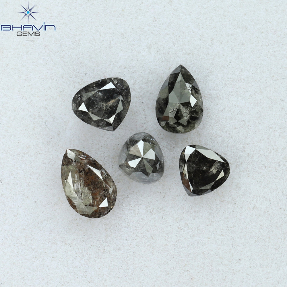 1.91 CT/5 PCS Mix Shape Natural Diamond Salt And Pepper Color I3 Clarity (6.00 MM)