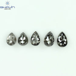1.37 CT/5 PCS Pear Shape Natural Diamond Salt And Pepper Color I3 Clarity (5.15 MM)