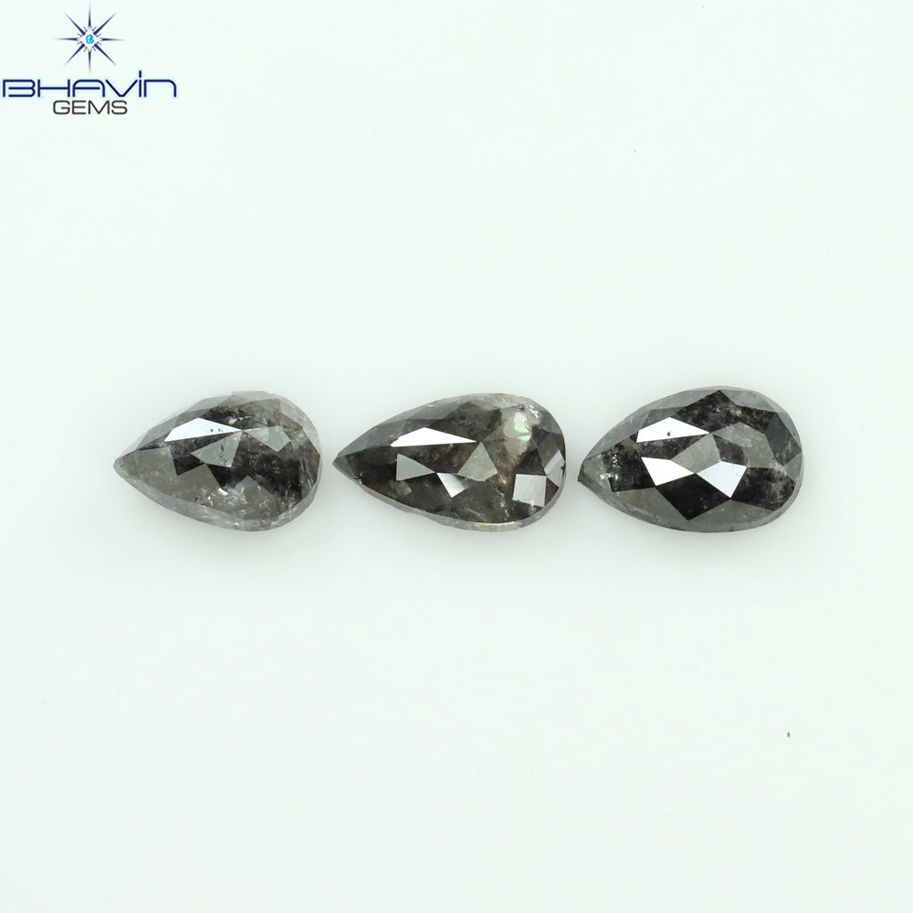 1.25 CT/3 Pcs Pear Shape Natural Loose Diamond Salt And Pepper Color I3 Clarity (6.20 MM)