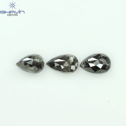 1.25 CT/3 Pcs Pear Shape Natural Loose Diamond Salt And Pepper Color I3 Clarity (6.20 MM)