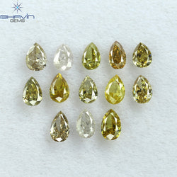 1.39 CT/13 Pcs Pear Shape Natural Diamond Mix Color SI Clarity (4.20 MM)