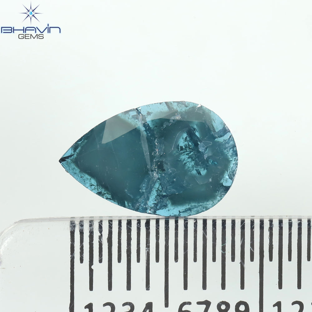 0.61 CT Pear Shape Natural Diamond Blue Color I3 Clarity (9.50 MM)
