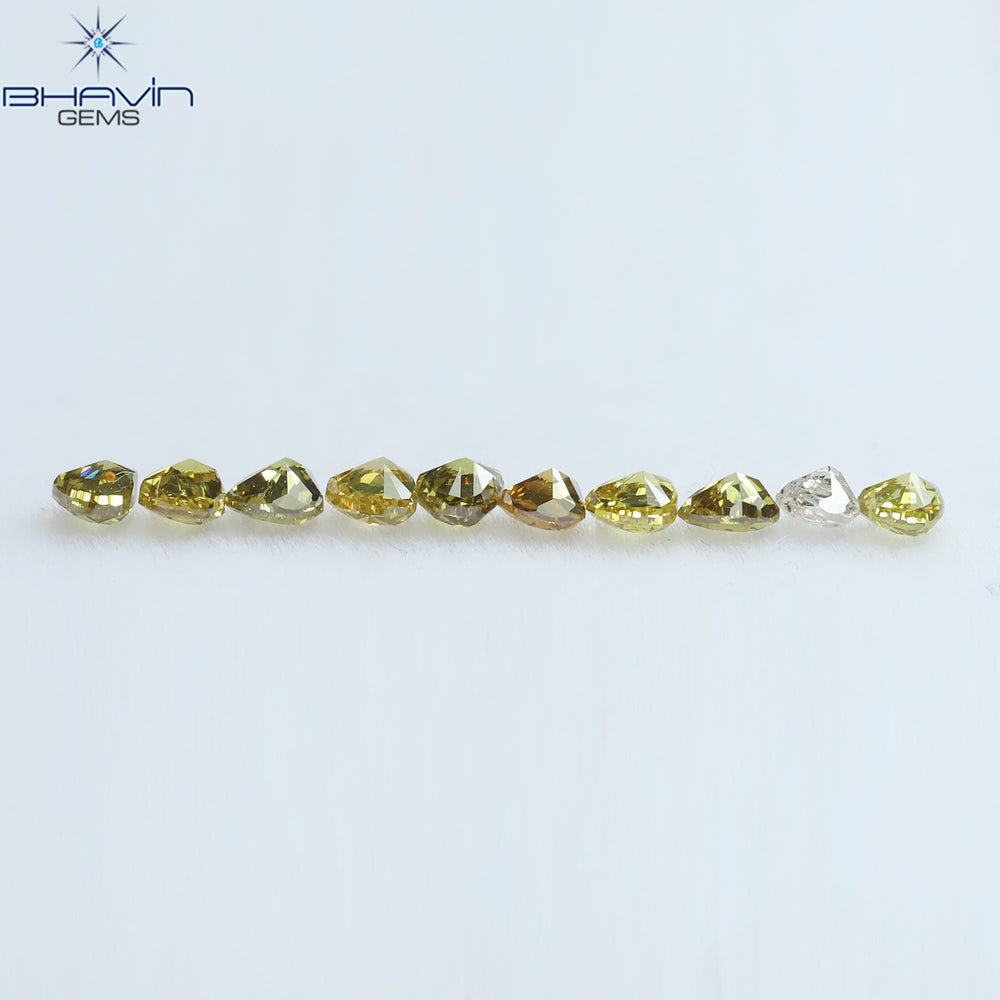 0.76 CT/10 Pcs Heart Shape Natural Diamond Mix Color SI Clarity (2.65 MM)