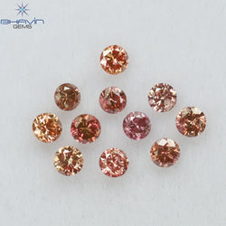 0.22 CT/11 個 ラウンド シェイプ ナチュラル ルース ダイヤモンド ピンク カラー SI クラリティ (1.75 MM)