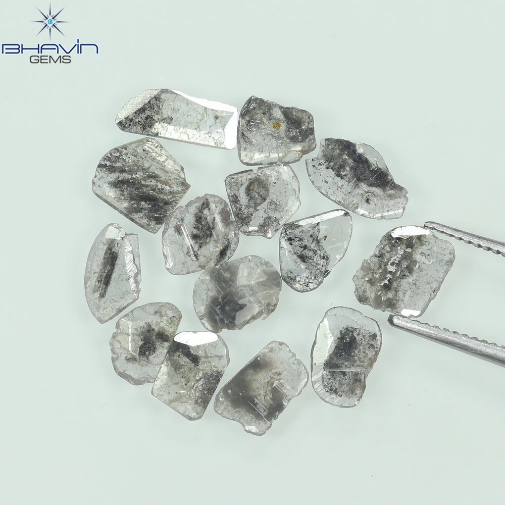 2.60 CT/14 Pcs Slice Shape Natural Diamond Salt And Pepper Color I3 Clarity (7.98 MM)