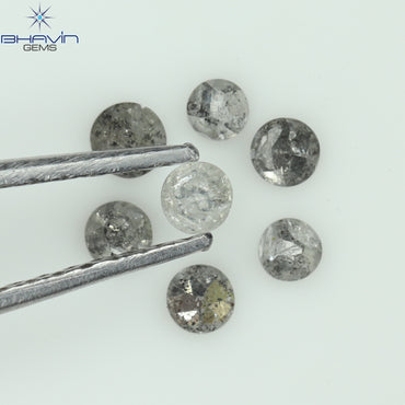 0.31 CT/7 Pcs Uncut Shape Salt And Pepper Color Natural Loose Diamond I3 Clarity (2.28 MM)