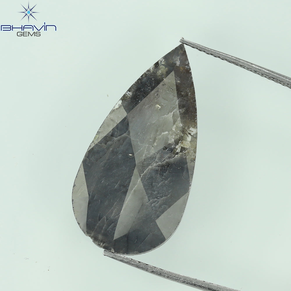 6.38 CT ペア スライス シェイプ ナチュラル ダイヤモンド グレー カラー I3 クラリティ (15.50 MM)