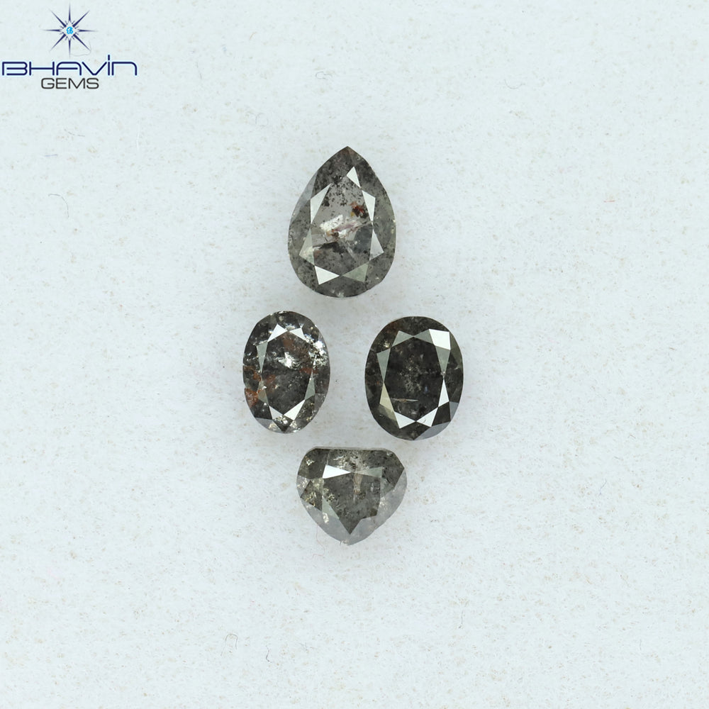 0.86 CT/4 PCS Mix Shape Natural Diamond Salt And Pepper Color I3 Clarity (4.86 MM)