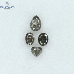 0.86 CT/4 PCS Mix Shape Natural Diamond Salt And Pepper Color I3 Clarity (4.86 MM)