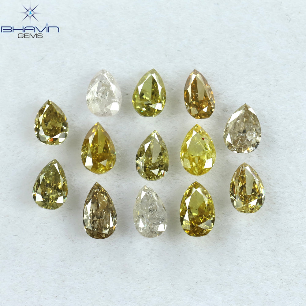 1.39 CT/13 Pcs Pear Shape Natural Diamond Mix Color SI Clarity (4.20 MM)