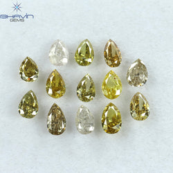 1.39 CT/13 Pcs Pear Shape Natural Diamond Mix Color SI Clarity (4.20 MM)