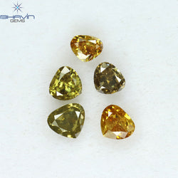 1.20 CT/5 Pcs Heart Shape Natural Diamond Mix Color SI Clarity (3.95 MM)