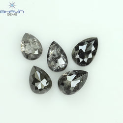 1.37 CT/5 PCS Pear Shape Natural Diamond Salt And Pepper Color I3 Clarity (5.15 MM)