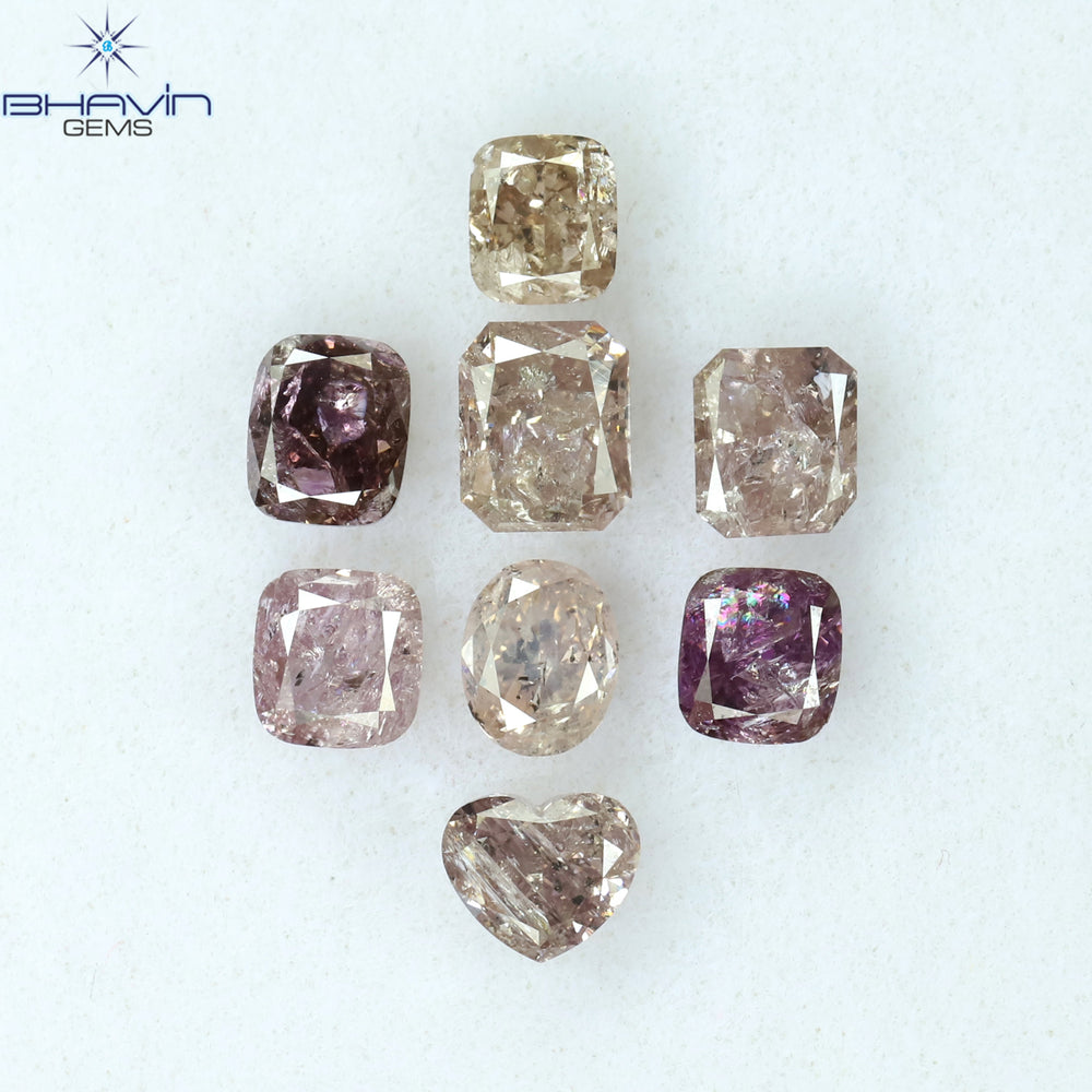 3.00 CT/8 Pcs Mix Shape Natural Diamond Pink Color I3 Clarity (4.75 MM)