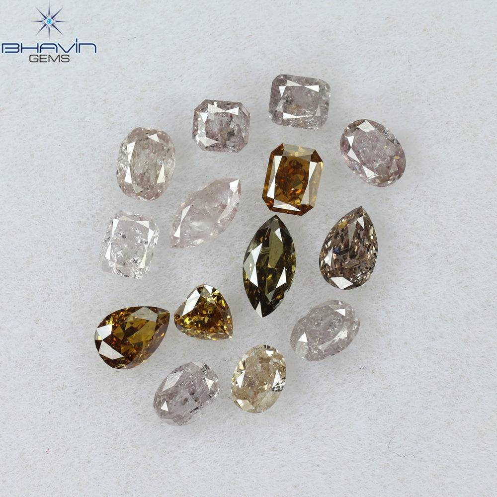 1.38 CT/14 Pcs Mix Shape Natural Diamond Pink Color I2 Clarity (4.75 MM)