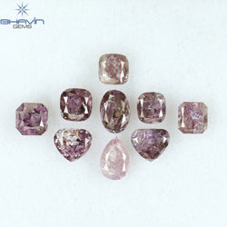 1.56 CT/9 Pcs Mix Shape Natural Diamond Pink Color I3 Clarity (4.30 MM)