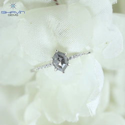 Hexagon Diamond Natural Diamond Ring Gray Color Gold Ring Engagement Ring