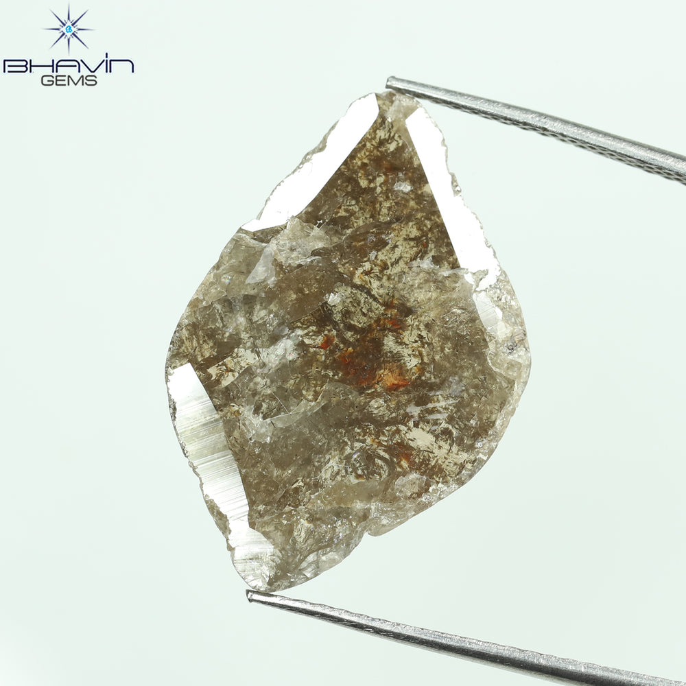 5.26 CT Slice Shape Natural Loose Diamond Brown Color I3 Clarity (23.05 MM)